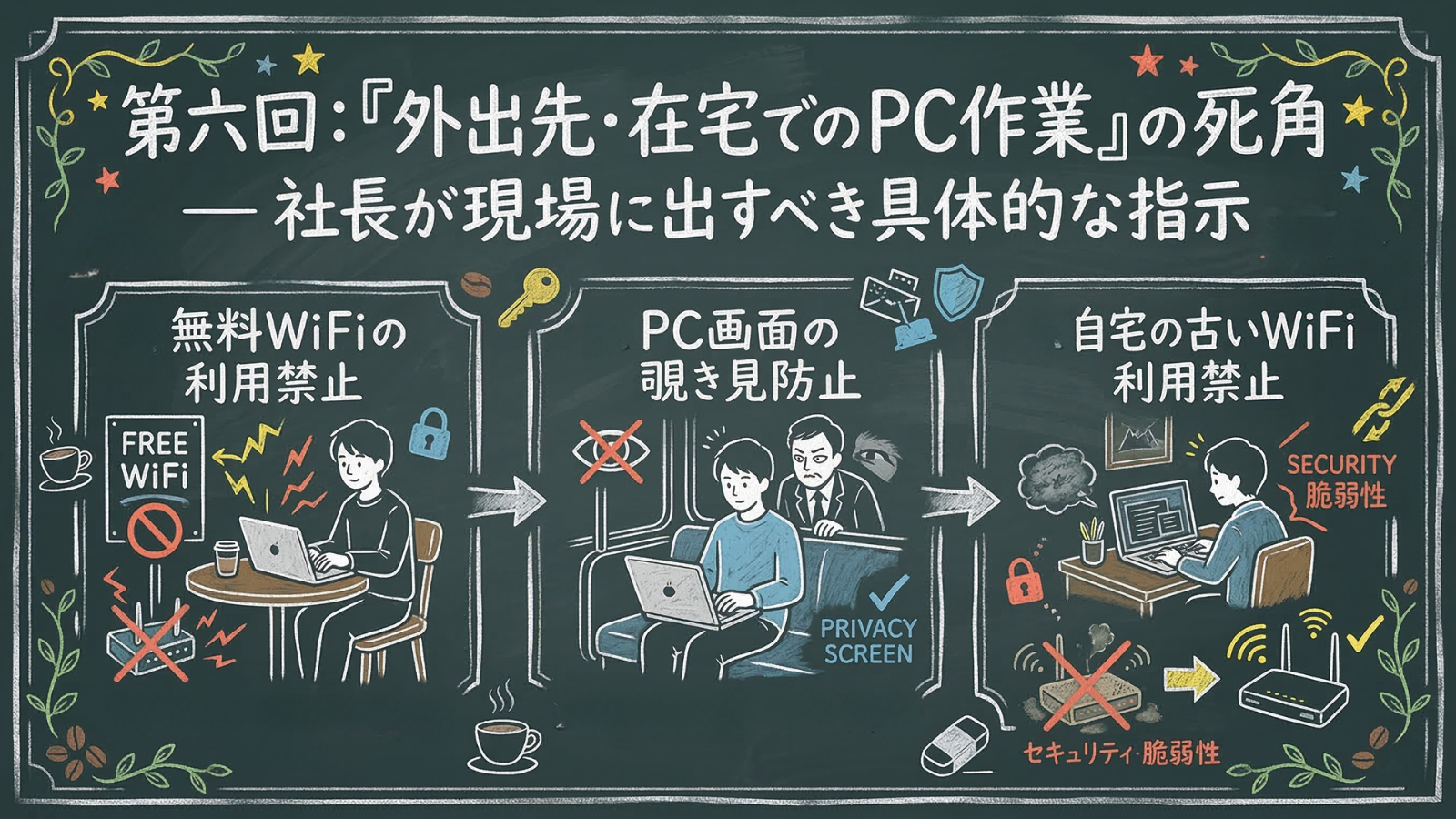 第六回：『外出先・在宅でのPC作業』の死角 — 社長が現場に出すべき具体的な指示